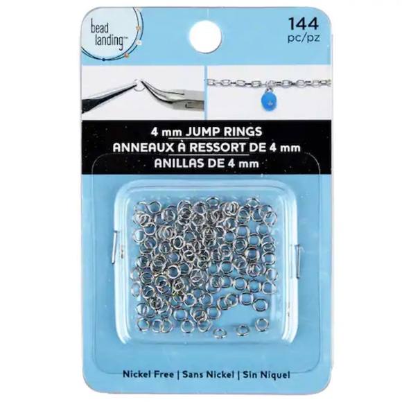 4 SETS: Bead Landing 4mm Jump Ring - Rhodium Silver Hoops Jewelry Making Supply - Picture 1 of 7